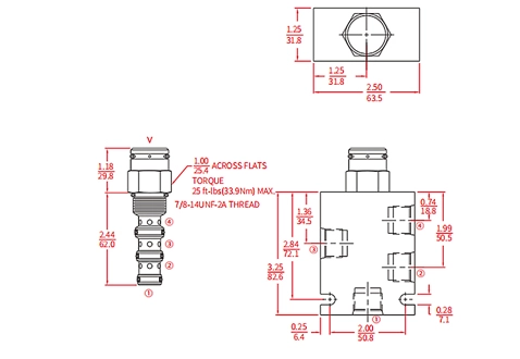 Dessin de performance/dimension/sectionnel de IPD10-40 valve à 3 voies pilotée