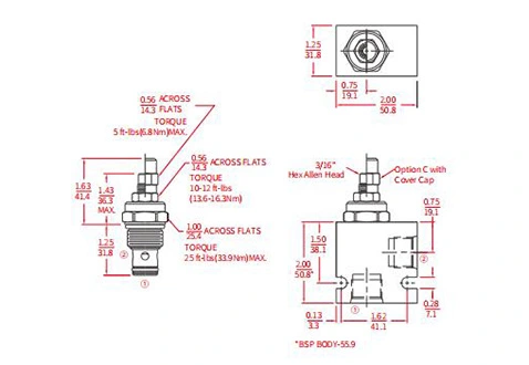 Performance/Dimension/dessin sectionnel de la valve hydraulique INV10-22 d'aiguille