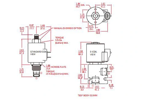 Dessin de performance/dimension/section de ISV10-24 bobine à 2 voies N.C. Électrovanne