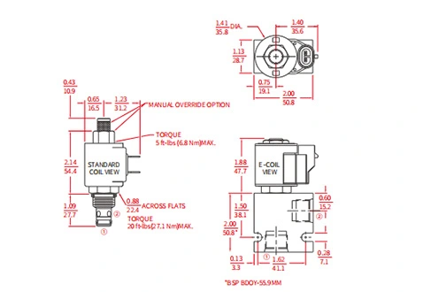 Dessin de performance/dimension/section de ISV08-20 popet à 2 voies N.C. Électrovanne