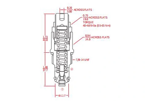 Dessin de performance/dimension/sectionnel de IRV10-20 soupape de décharge à action directe