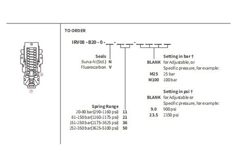 Dessin de performance/dimension/sectionnel de IRV08-B20 soupape de décharge à action directe