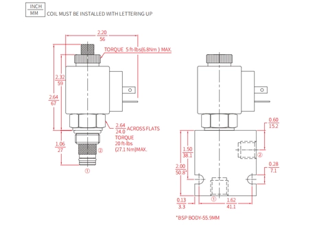 Dessin de performance/dimension/section de ISV08-B20 popet à 2 voies N.C. Électrovanne