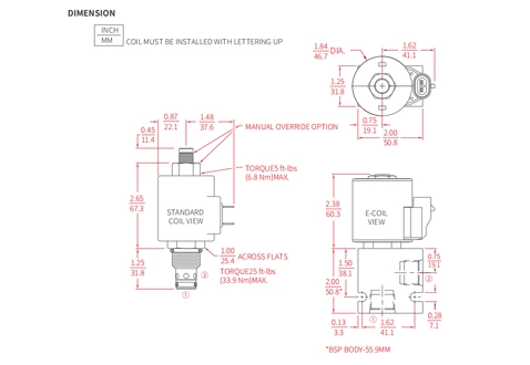 Dessin de performance/dimension/section de ISV10-20 popet à 2 voies N.C. Électrovanne