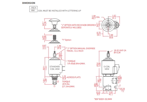 Dessin de performance/dimension/section de ISV38-20J popet à 2 voies N.C. Électrovanne