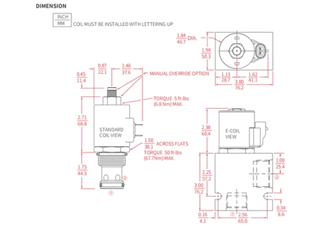 Dessin de performance/dimension/section de ISV16-20 popet à 2 voies N.C. Électrovanne